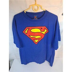 Superman T Shirt Adult X Large Classic Logo Blue DC Comics EUC